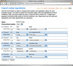 Importing recipe ingredients